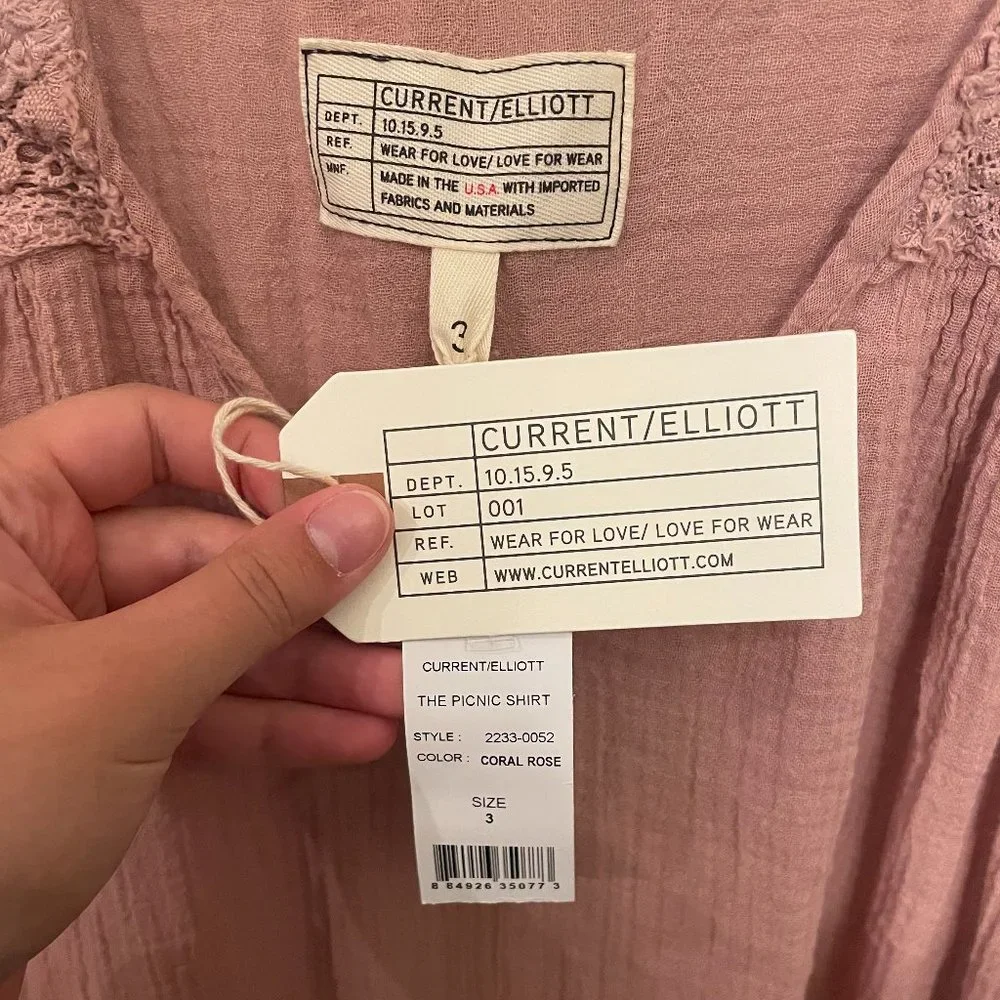 Current/Elliott Bohemian Coral Rose The Picnic Shirt - Picture 5 of 8